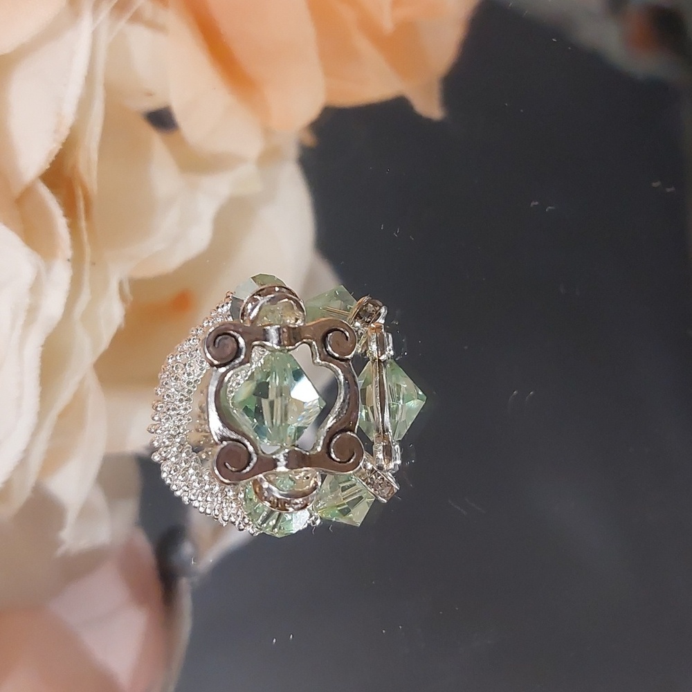 Handmade Silver & Light Green Crystal Ring READ BELOW FOR CUSTOM SIZING 👇 - Picture 4 of 6